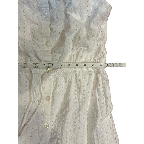 GAP White Apron Maxi Multitier Sun Dress Sundress Eyelet Cotton Women's 8 Tall - Picture 6 of 12